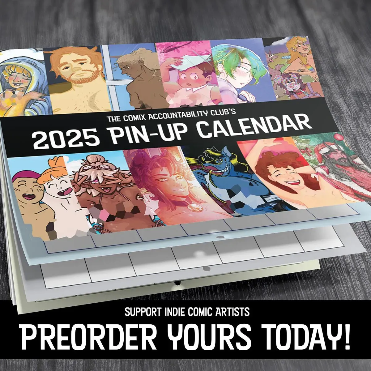 The Comix Accountability Club&#x27;s 2025 Pin-up Calendar: support indie comic artists preorder yours today!